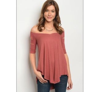 PRICE DROP 😂Mauve Off The Shoulder Jersey Top NWT
